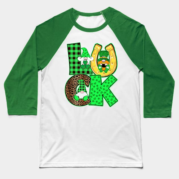 Irish St. Patrick's Day Gnomes Leprechauns Luck Shamrocks Baseball T-Shirt by Kdeal12